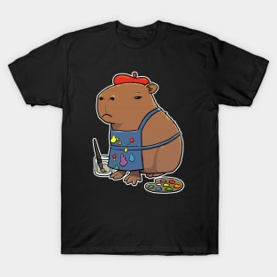 Capybara Artist Painter T-Shirt